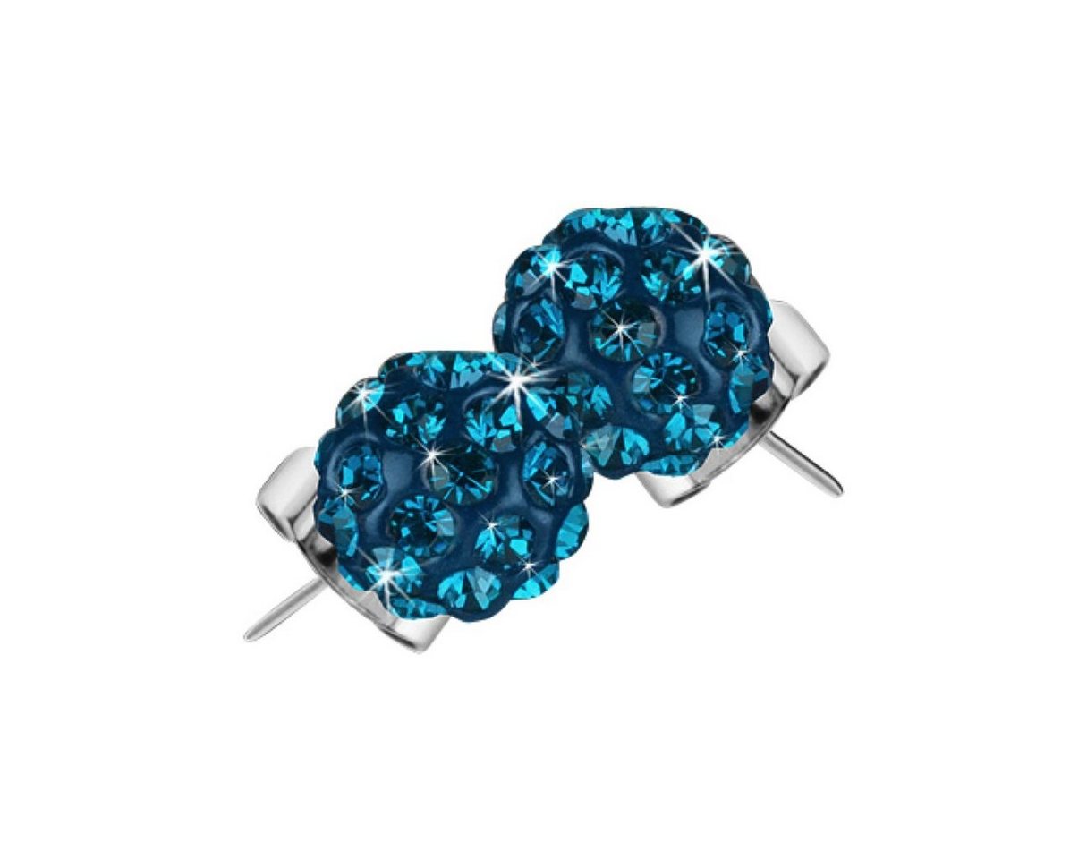 Taffstyle Paar Ohrstecker Ohrringe Perlenohrstecker Shamballa Glitzer Strass Kristall Perlen (Ozeanblau), Geschenke für Frauen Freundin zum Geburtstag Weihnachten Valentinstag von Taffstyle