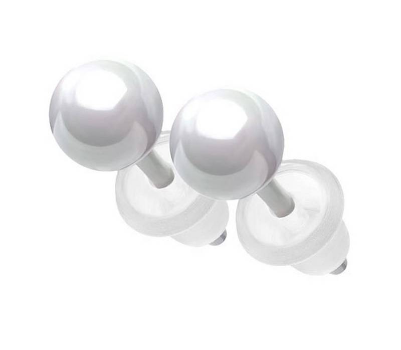 Taffstyle Paar Ohrstecker Ohrringe Stecker Ohrstecker Keramik Kugel Perlen Perlenohrringe Rund (Weiß), Geschenke für Frauen Freundin zum Geburtstag Weihnachten Valentinstag von Taffstyle