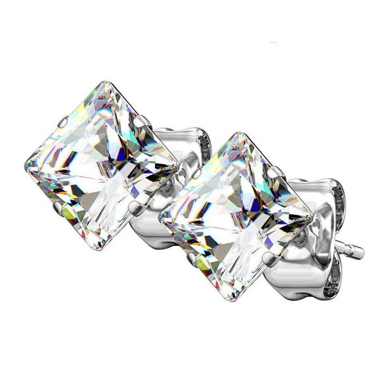 Taffstyle Paar Ohrstecker Quadratische Ohrstecker Edelstahl Ohrringe Silber Kristall Clear 3mm (Damen Herren zum Geburtstag Weihnachten Valentinstag Muttertag), Ohrringe Stecker Ohrstecker Schmuck Geschenke für Frauen Freundin von Taffstyle