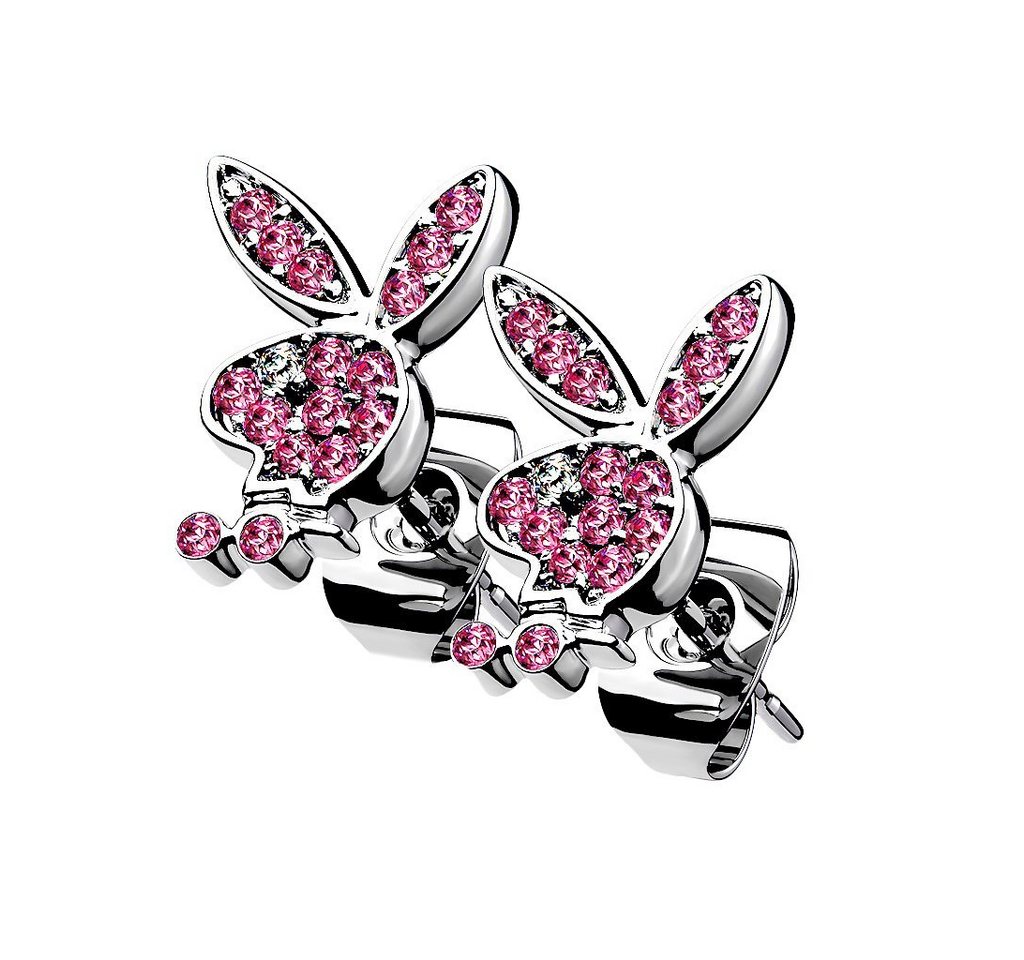 Taffstyle Paar Ohrstecker Ohrringe Stecker Ohrstecker Kristall Hase Glitzer Steine Silber Pink (Silber Pink), Geschenke für Frauen Freundin zum Geburtstag Weihnachten Valentinstag von Taffstyle