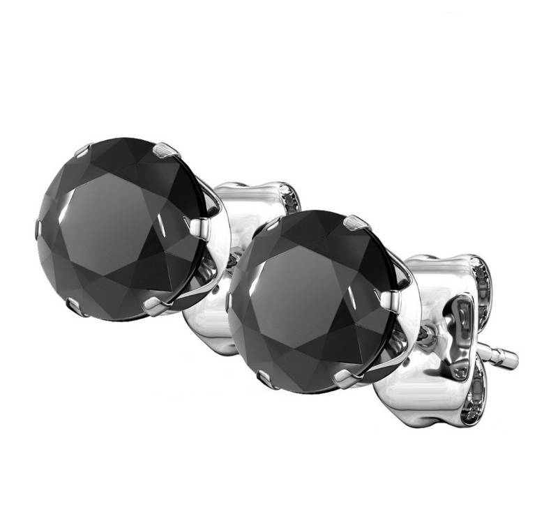 Taffstyle Paar Ohrstecker Runde Ohrstecker Edelstahl Ohrringe Silber Kristall Schwarz 3mm (Damen Herren zum Geburtstag Weihnachten Valentinstag Muttertag), Ohrringe Stecker Ohrstecker Schmuck Geschenke für Frauen Freundin von Taffstyle
