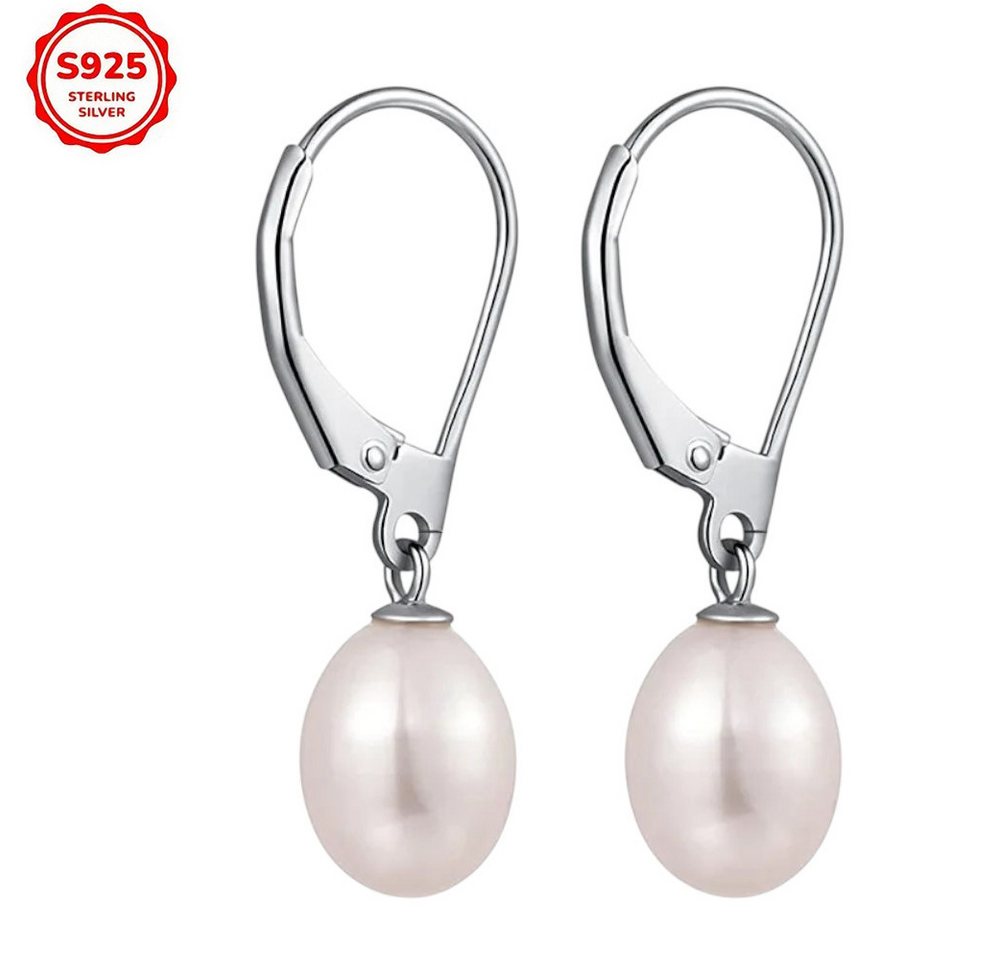 Taffstyle Perlenohrringe Elegante Damen Ohrrringe 925 Sterling Silber Ohrhänger Süßwasserperlen (Edle Silber Ohrhänger mit echten Süßwasserperlen – klassischer Look für besonderen Glanz und zeitlose Eleganz) von Taffstyle