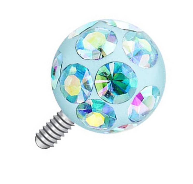Taffstyle Piercing-Implantat Dermal Anchor Diver Aufsatzkugel Glitzer Kristall, Piercing Anker Aufsatz Kugel Ball Flach Stecker Strass Ferido Perle von Taffstyle