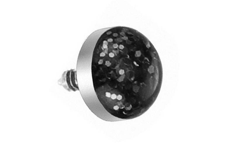 Taffstyle Piercing-Implantat Dermal Anchor Diver Aufsatzkugel mit Glitzer Kugel, Piercing Skin Anker Aufsatz Kugel Ball Flach Stecker mit Strass Perle von Taffstyle