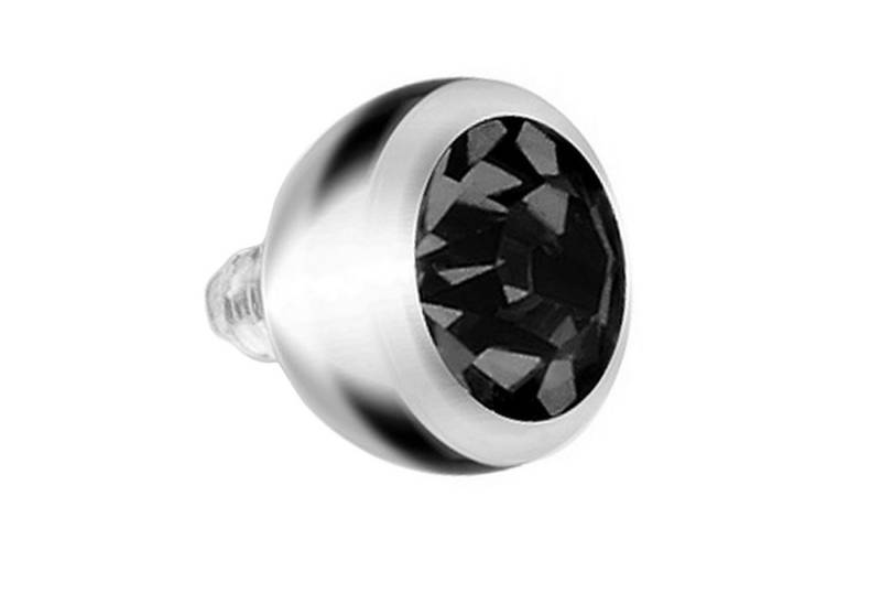Taffstyle Piercing-Implantat Dermal Anchor Skin Diver Aufsatzkugel mit Kristall, Piercing Anker Aufsatz Kugel Ball Flach Stecker Strass Kristall Stein von Taffstyle