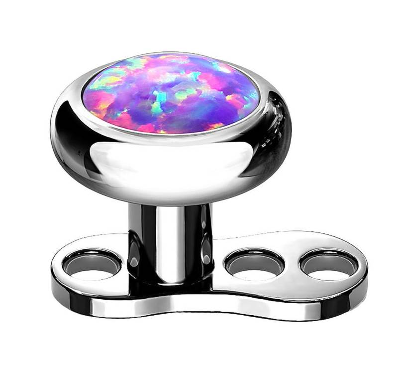 Taffstyle Piercing-Implantat Dermal Hautanker Titan Innengewinde mit Opal Aufsatz Lila 1,2mm x 4mm (Qualität Hautpiercing Unter der Haut Surface Single Point Piercing Set), Skinplate Microdermal Hautanker Skindiver Transdermal Stab Implantat von Taffstyle