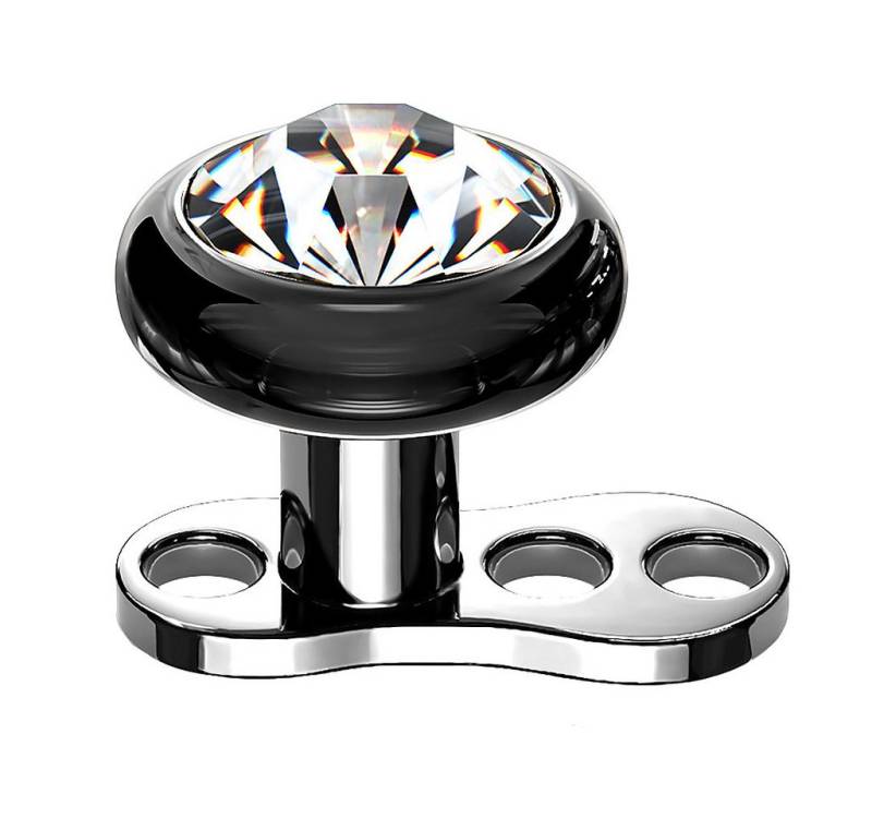 Taffstyle Piercing-Implantat Dermal Titan Innengewinde Kristall Aufsatz Schwarz Clear 1,2mm x 4mm (Skindiver Stab Hautpiercing Unter der Haut Surface Piercing Implantat), Hautanker Implantatqualität Skinplate Microdermal Transdermal Set von Taffstyle