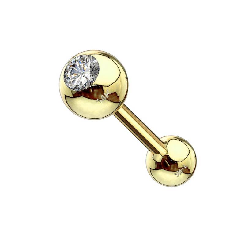 Taffstyle Piercing-Set 14K Gold Tragus Barbell Hantel Kristall Gelbgold 1,2mm x 6mm x 3mm (Knorpel Tragus Helix Rook Lobe Daith Conch Orbital Snug Ohrring), 585 Gold Ohr Piercing Helix Universal Knorpel Ohrpiercing Cartilage von Taffstyle