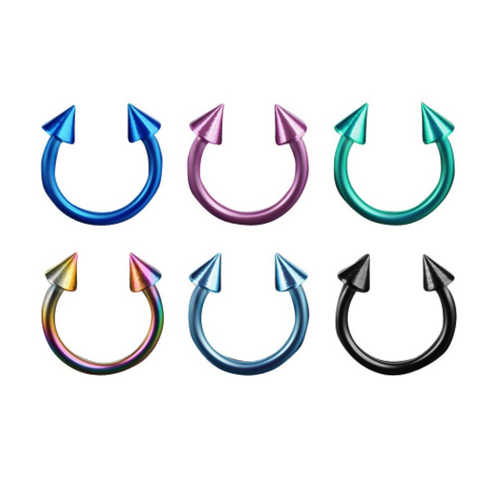Taffstyle Piercing-Set 6er Set Septum Piercing Hufeisen mit Spikes Titan, 6er Set Septum Piercing Hufeisen mit Spikes Titan Taffstyle Piercing-Set 6er Set Septum Piercing Hufeisen mit Spikes Titan, 6er Set Septum Piercing Hufeisen mit Spikes Titan von Taffstyle