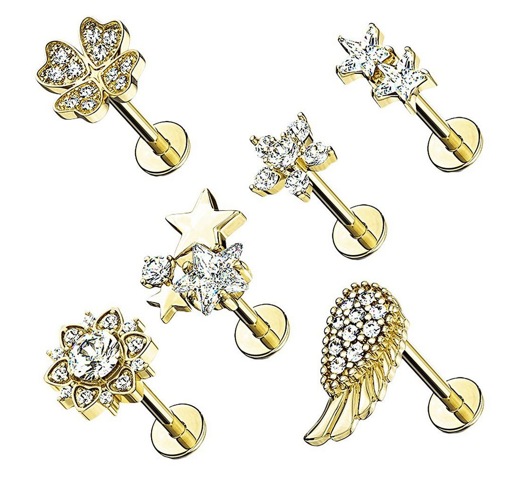 Taffstyle Piercing-Set 6er Set Tragus Knorpel Piercing Kristall Stecker, Set Piercing Glitzer Ohr Cartilage Labret Lippenpiercing Lippe Knorpel Taffstyle Piercing-Set 6er Set Tragus Knorpel Piercing Kristall Stecker, Set Piercing Glitzer Ohr Cartilage Labret Lippenpiercing Lippe Knorpel von Taffstyle