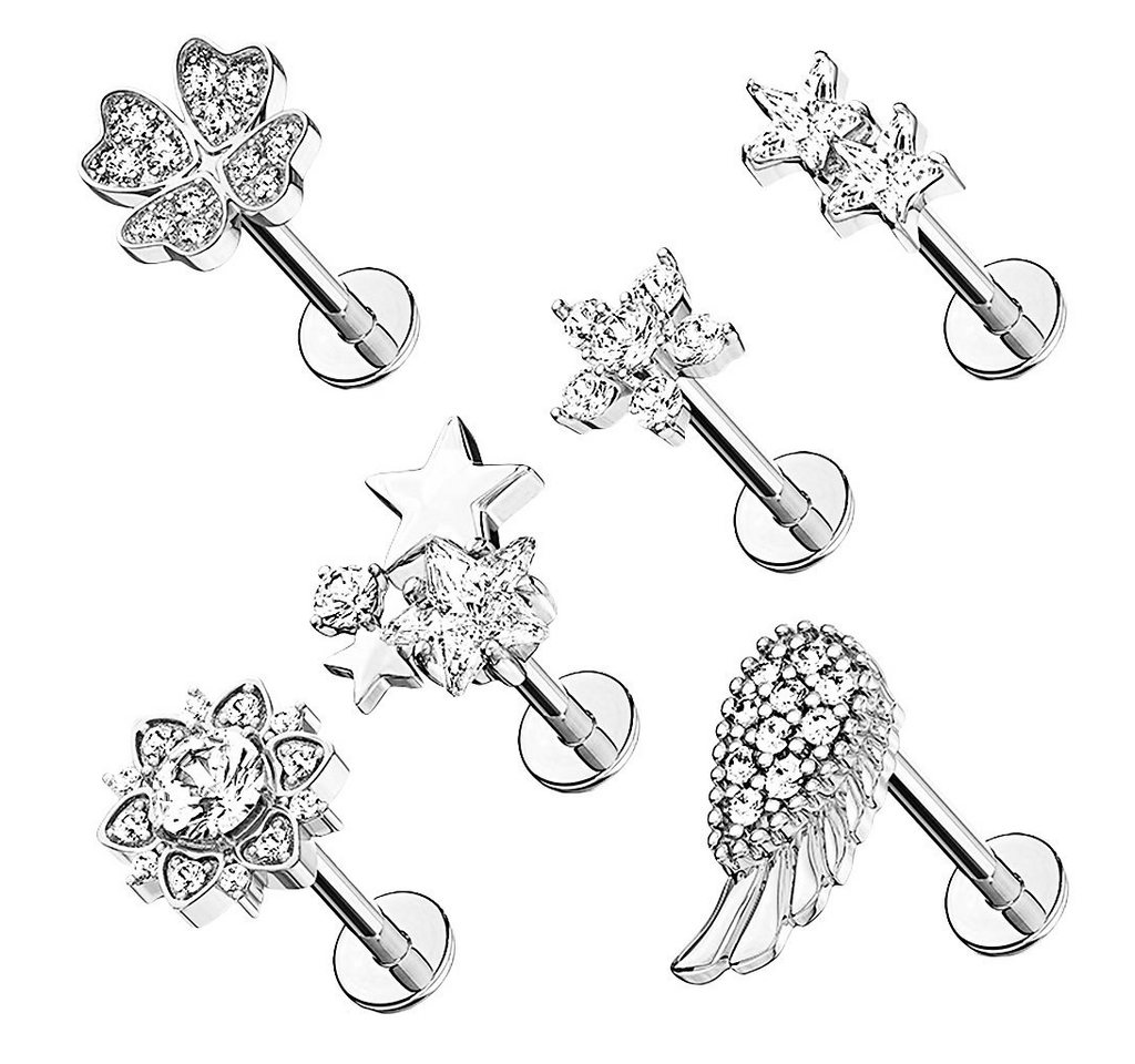 Taffstyle Piercing-Set 6er Set Tragus Knorpel Piercing Kristall Stecker, Set Piercing Glitzer Ohr Cartilage Labret Lippenpiercing Lippe Knorpel Taffstyle Piercing-Set 6er Set Tragus Knorpel Piercing Kristall Stecker, Set Piercing Glitzer Ohr Cartilage Labret Lippenpiercing Lippe Knorpel von Taffstyle