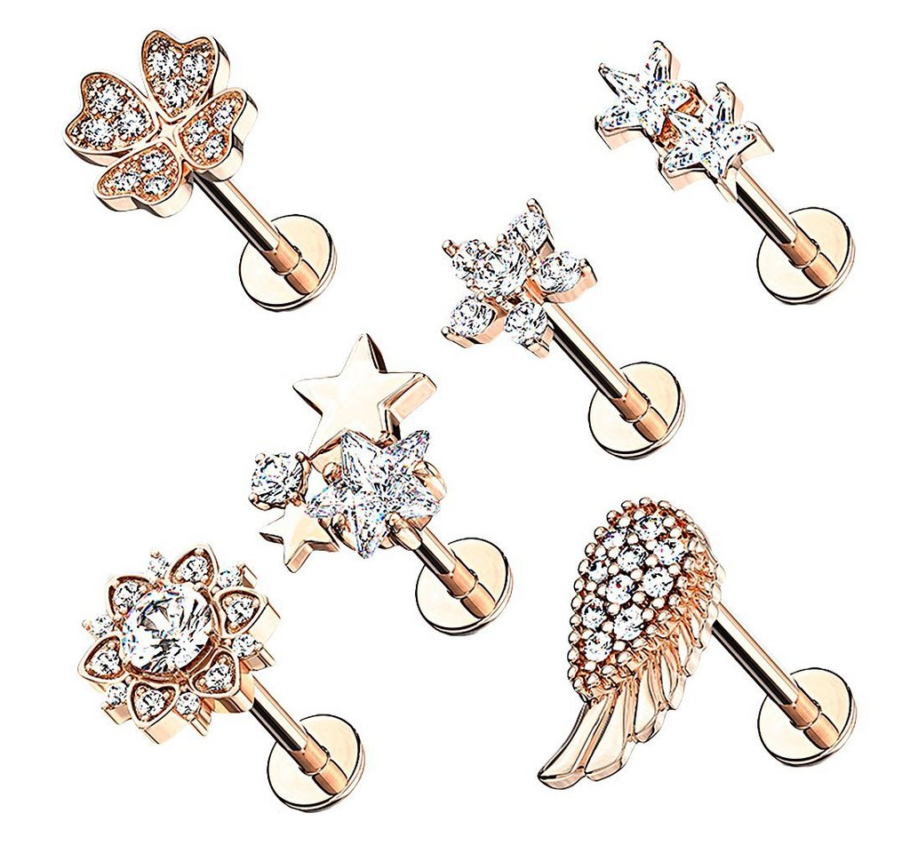 Taffstyle Piercing-Set 6er Set Tragus Knorpel Piercing Kristall Stecker, Set Piercing Glitzer Ohr Cartilage Labret Lippenpiercing Lippe Knorpel Taffstyle Piercing-Set 6er Set Tragus Knorpel Piercing Kristall Stecker, Set Piercing Glitzer Ohr Cartilage Labret Lippenpiercing Lippe Knorpel von Taffstyle