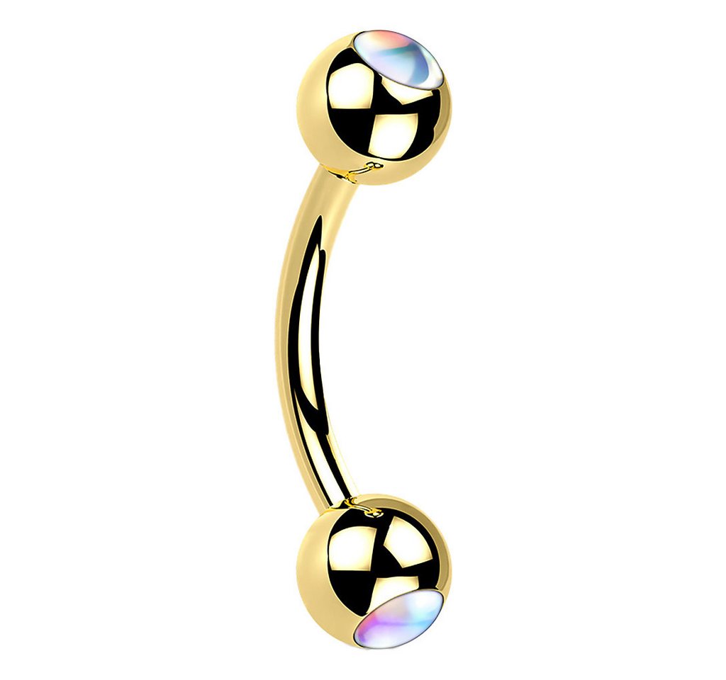 Taffstyle Piercing-Set Augenbrauenpiercing Banane schillernden Kristall Kugeln Gold Clear (Eyebrow Tragus Helix Lippe Ohr Nase Intim), Bananen Stecker Piercing Augenbrauen Eyebrow Tragus Helix Lippe Intim von Taffstyle