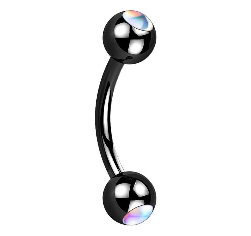 Taffstyle Piercing-Set Augenbrauenpiercing Banane schillernden Kristall Kugeln Schwarz Clear (Eyebrow Tragus Helix Lippe Ohr Nase Intim), Bananen Stecker Piercing Augenbrauen Eyebrow Tragus Helix Lippe Intim von Taffstyle