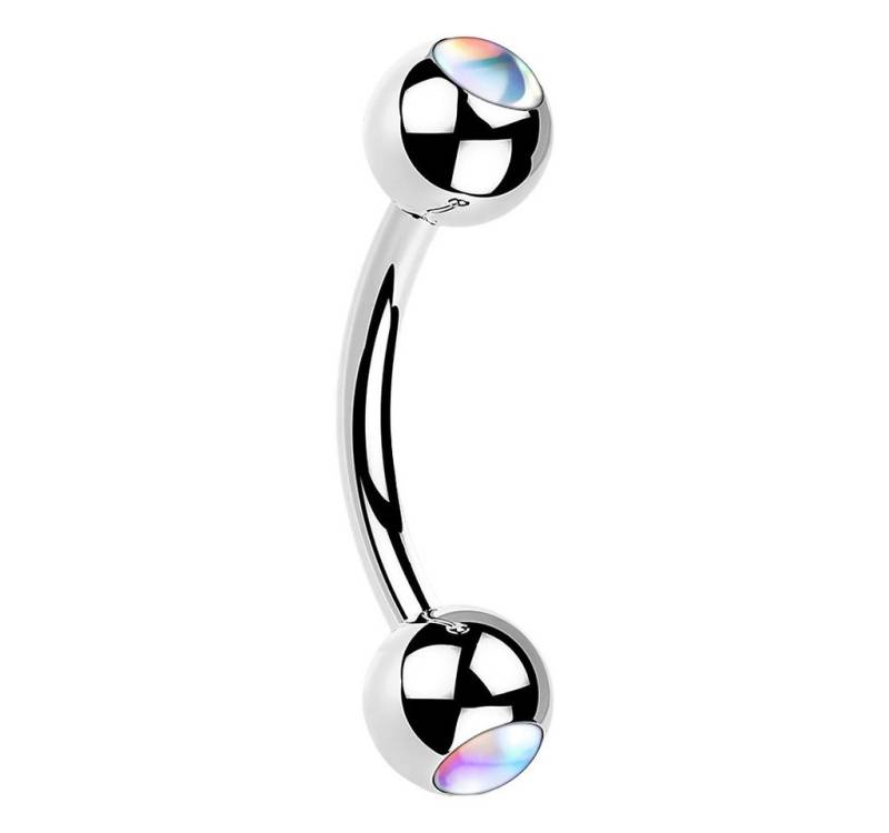 Taffstyle Piercing-Set Augenbrauenpiercing Banane schillernden Kristall Kugeln Silber Clear (Eyebrow Tragus Helix Lippe Ohr Nase Intim), Bananen Stecker Piercing Augenbrauen Eyebrow Tragus Helix Lippe Intim von Taffstyle