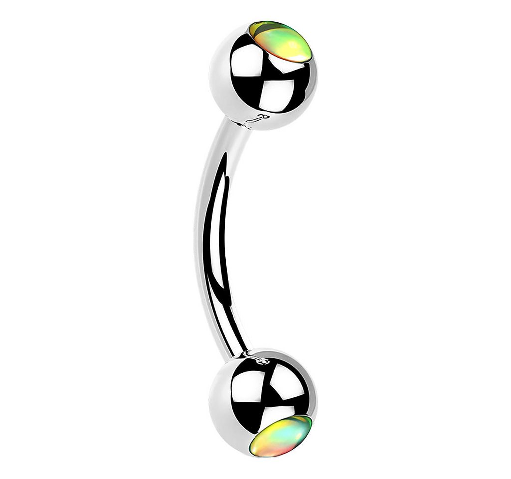 Taffstyle Piercing-Set Augenbrauenpiercing Banane schillernden Kristall Kugeln Silber Grün (Eyebrow Tragus Helix Lippe Ohr Nase Intim), Bananen Stecker Piercing Augenbrauen Eyebrow Tragus Helix Lippe Intim von Taffstyle