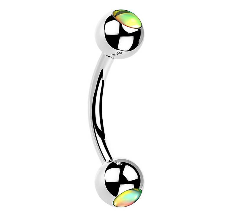 Taffstyle Piercing-Set Augenbrauenpiercing Banane schillernden Kristall Kugeln Silber Grün (Eyebrow Tragus Helix Lippe Ohr Nase Intim), Bananen Stecker Piercing Augenbrauen Eyebrow Tragus Helix Lippe Intim von Taffstyle