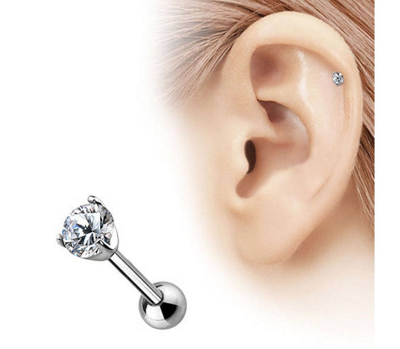 Taffstyle Piercing-Set Echt 585 Gold Tragus Helix Daith klaren Kristall, Piercing Stecker Knorpel Glitzer Cartilage Ohrpiercing Barbell Stab von Taffstyle