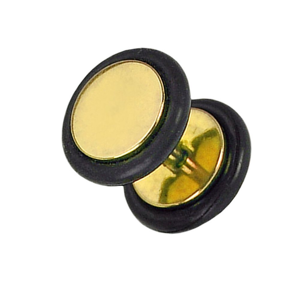 Taffstyle Piercing-Set Fake Plug Piercing Hantel poliert mit schwarzen Gummiringen Gold (Fake Ohrpiercing Ohr Ear Flesh Tunnel Plug Piercing), Fake Ohrpiercing Ohr Ear Flesh Tunnel Plug Piercing von Taffstyle