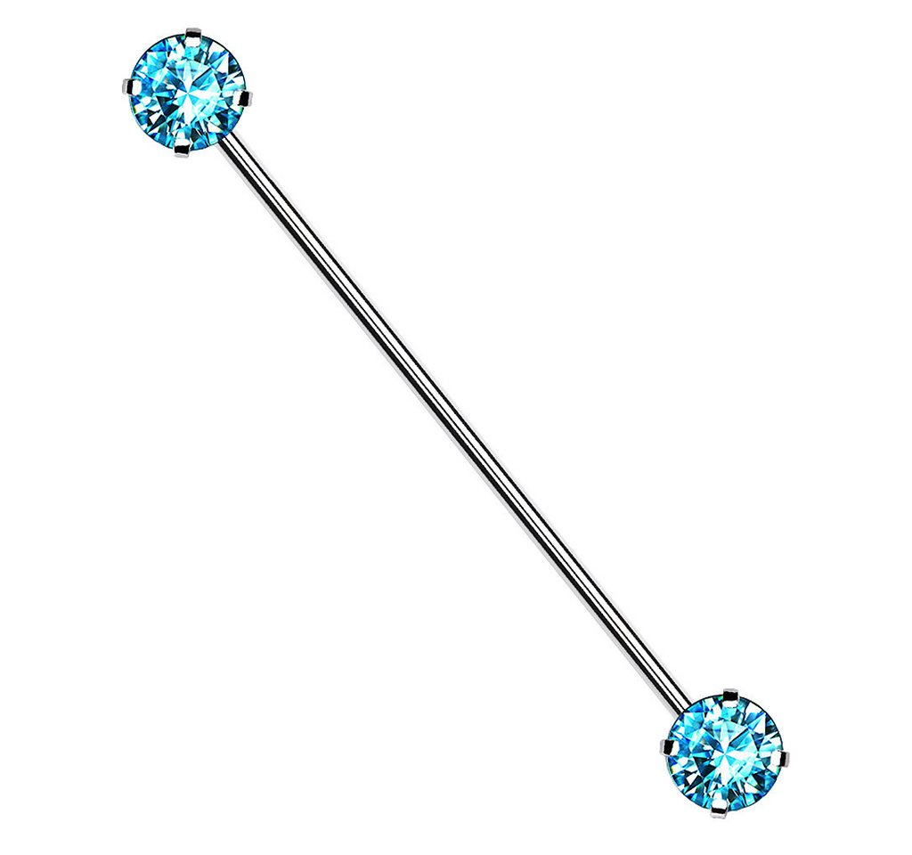 Taffstyle Piercing-Set Industrial Piercing Langhantel Barbell Scaffold Zirkonia Aqua (Ohr Knorpel Helx Lobe Cartilage), Ohr Knorpel Piercing Langhantel Barbell Scaffold Ohrpiercing Tragus von Taffstyle