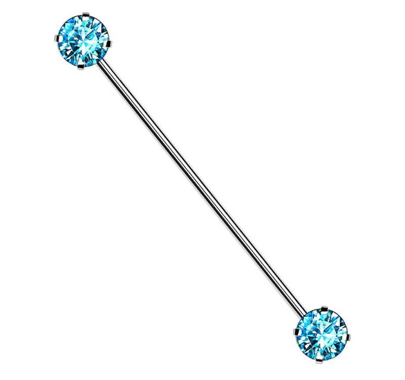 Taffstyle Piercing-Set Industrial Piercing Langhantel Barbell Scaffold Zirkonia Aqua (Ohr Knorpel Helx Lobe Cartilage), Ohr Knorpel Piercing Langhantel Barbell Scaffold Ohrpiercing Tragus von Taffstyle