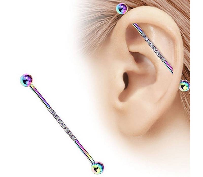 Taffstyle Piercing-Set Industrial Piercing Langhantel Scaffold Kristallen, Hantel Barbell Ohr Cartilage Helix Tragus Intim Brust Knorpel Glitzer von Taffstyle