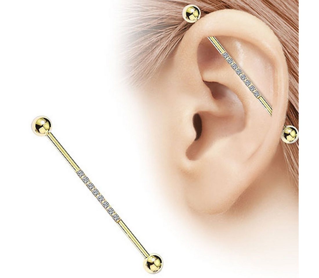 Taffstyle Piercing-Set Industrial Piercing Langhantel Scaffold Kristallen, Hantel Barbell Ohr Cartilage Helix Tragus Intim Brust Knorpel Glitzer von Taffstyle