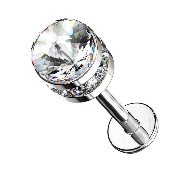 Taffstyle Piercing-Set Labret Ohr Helix Piercing Stecker mit Zirkonia Kristallen Clear 6mm (Ohr Tragus Helix Lobe Knorpel Piercing), Rook Tragus Lippenpiercing Labret Stecker Ohrpiercing Cartilage von Taffstyle