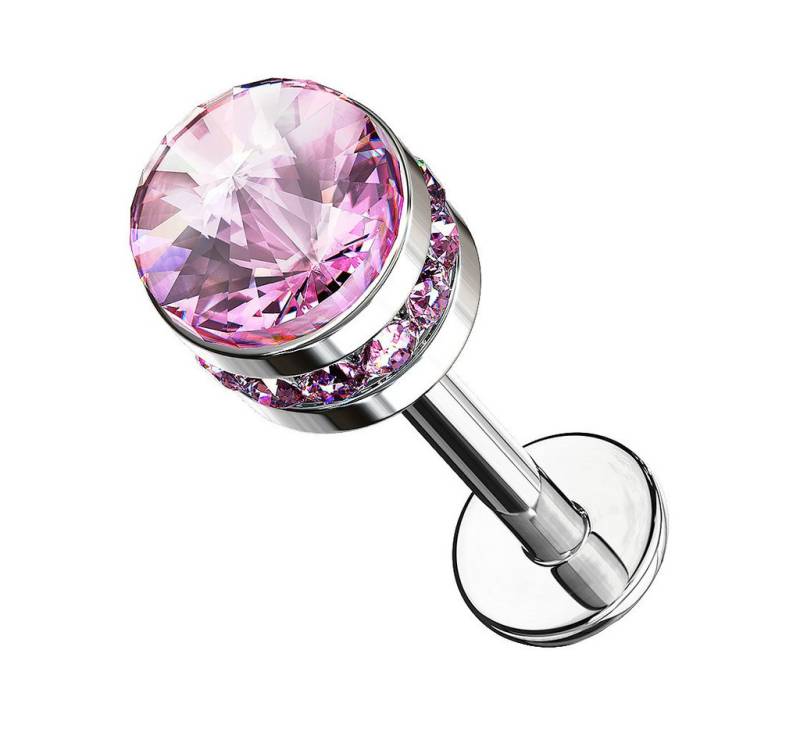 Taffstyle Piercing-Set Labret Ohr Helix Piercing Stecker mit Zirkonia Kristallen Pink 8mm (Ohr Tragus Helix Lobe Knorpel Piercing), Rook Tragus Lippenpiercing Labret Stecker Ohrpiercing Cartilage von Taffstyle
