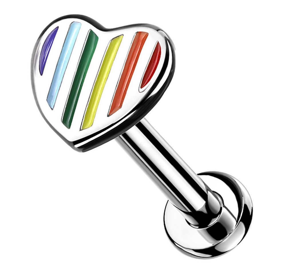 Taffstyle Piercing-Set Labret Regenbogen Herz Flach Innengewinde Monroe Tragus Piercing 8mm (Orbital Snug Ohrring Piercing), Ohrpiercing Cartilage Knorpel Ohr Tragus Helix Rook Lobe Daith Conch von Taffstyle
