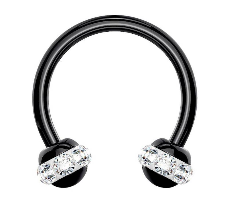 Taffstyle Piercing-Set Lippen Nase Schwarz Hufeisen Multi Kristall Kugeln, Piercing Glitzer Kugel Ohr Horseshoe Tragus Helix Labret Nasenpiercing von Taffstyle