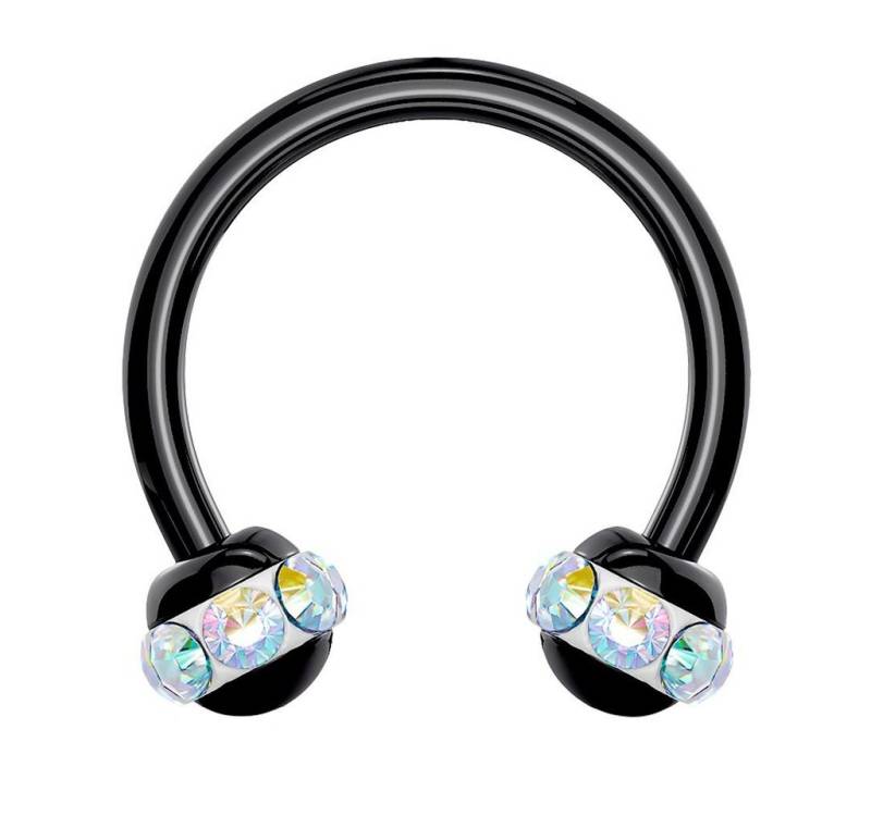 Taffstyle Piercing-Set Lippen Nase Schwarz Hufeisen Multi Kristall Kugeln, Piercing Glitzer Kugel Ohr Horseshoe Tragus Helix Labret Nasenpiercing von Taffstyle