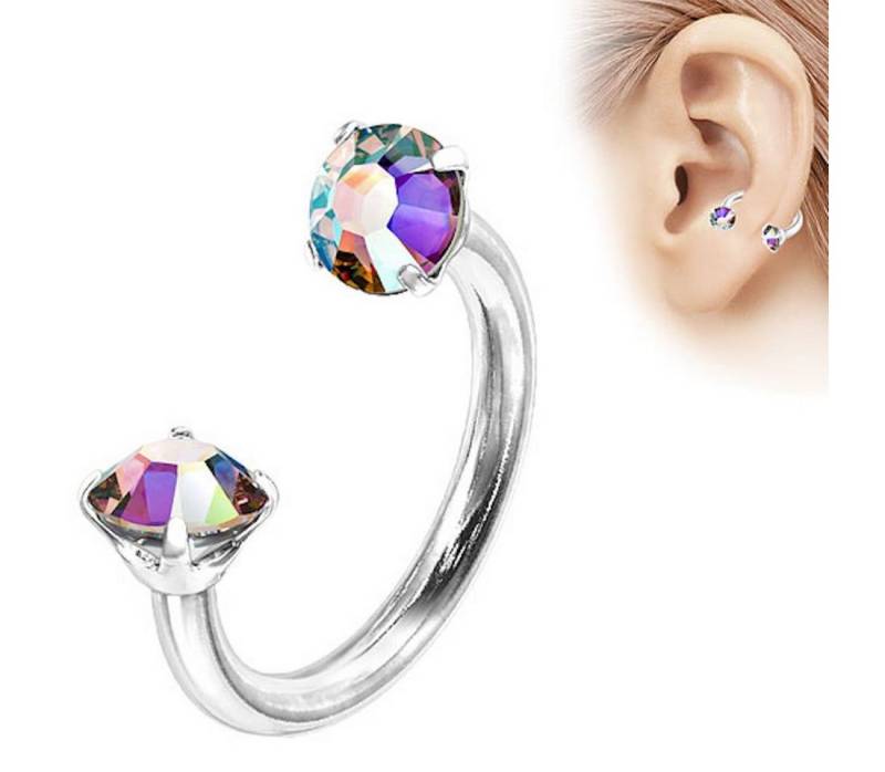 Taffstyle Piercing-Set Lippen Nasen Hufeisen Kristall Kugeln Innengewinde, Piercing Glitzer Ohr Lippen NaseHufeisen Horseshoe Tragus Helix Labret von Taffstyle
