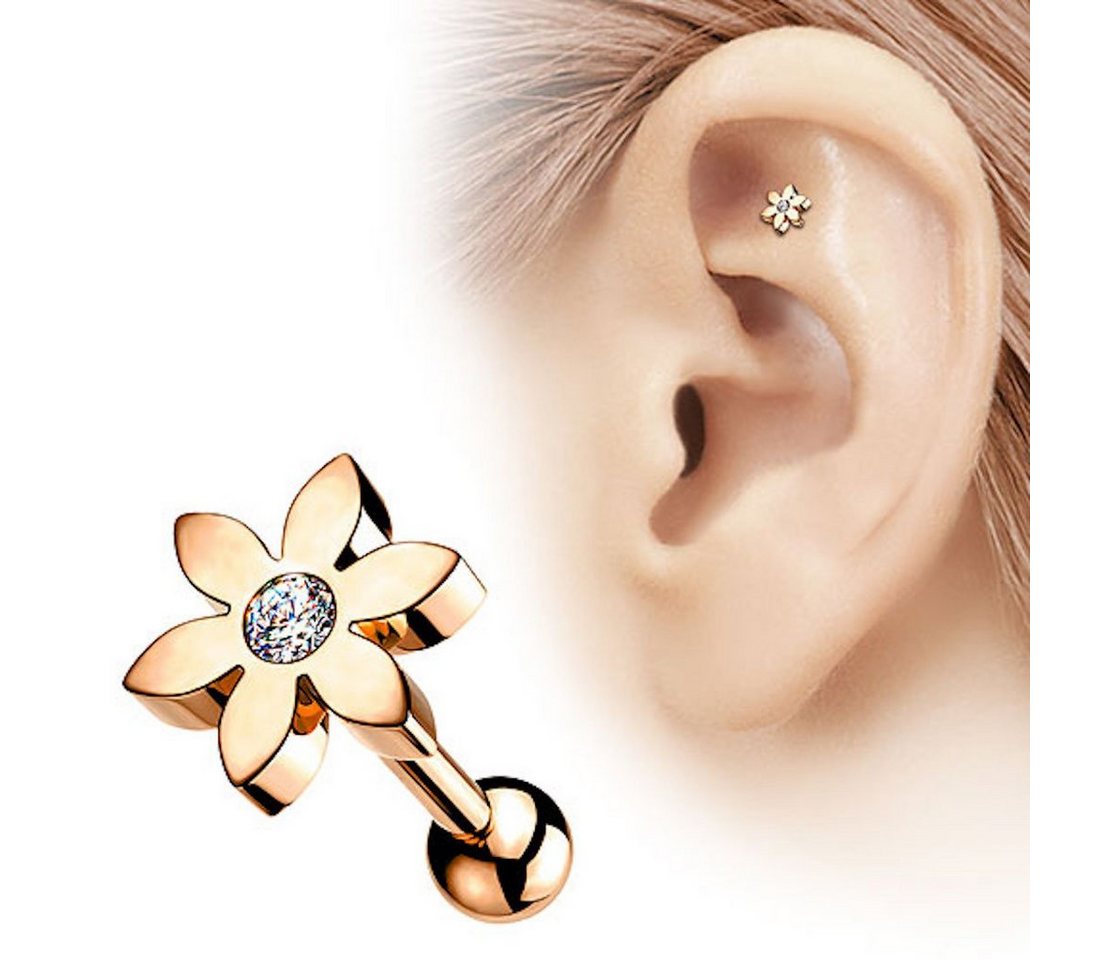 Taffstyle Piercing-Set Mianova Tragus Piercing Stecker Blume mit Kristall, Glitzer Strass Steinen Cartilage Helix Ohrpiercing Stab Kugel Knorpel von Taffstyle