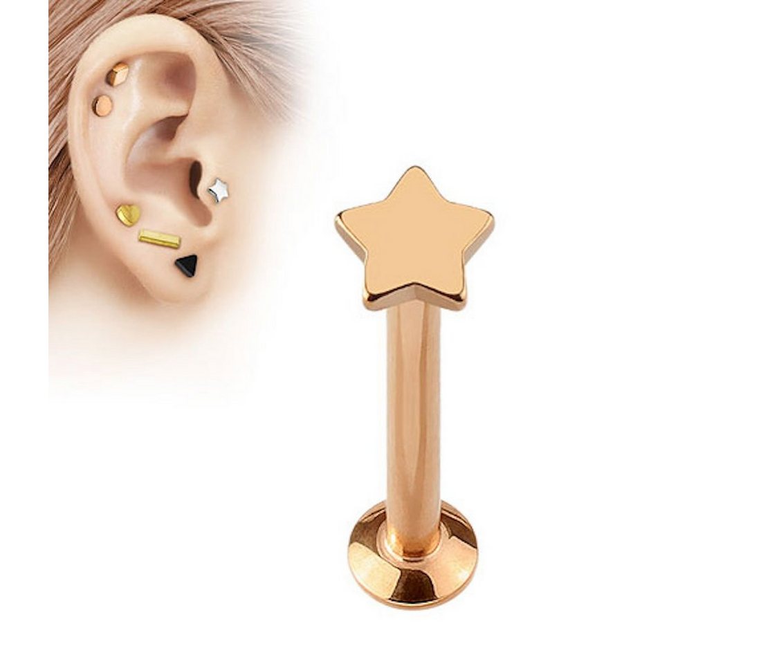 Taffstyle Piercing-Set Modernes Madonna Dreieck Viereck Kreis Stern Herz, Piercing Tragus Helix Ohr Cartilage Stab Labret Stecker Monroe Lippe von Taffstyle