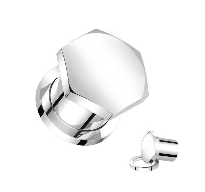 Taffstyle Piercing-Set Ohr Plug Tunnel Edelstahl flaches Hexagon Silber 6mm, Fake Ohrpiercing Ohr Ear Flesh Tunnel Plug Piercing von Taffstyle
