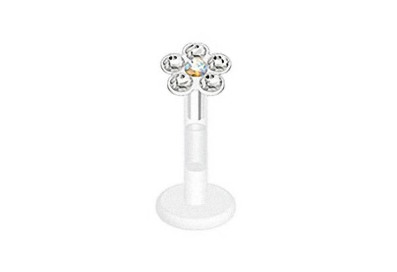 Taffstyle Piercing-Set Piercing Bioflex Monroe Multi Kristall Blume 8mm, Lippenpiercing Lippe Schmuck Bioflex Monroe Multi Kristall Blume 8mm von Taffstyle