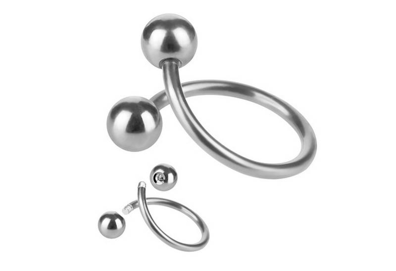 Taffstyle Piercing-Set Piercing Edelstahl Spirale mit Doppel Kugel, Twist Labret Tragus Helix Knorpel Stecker Lippenpiercing Ohrpiercing von Taffstyle