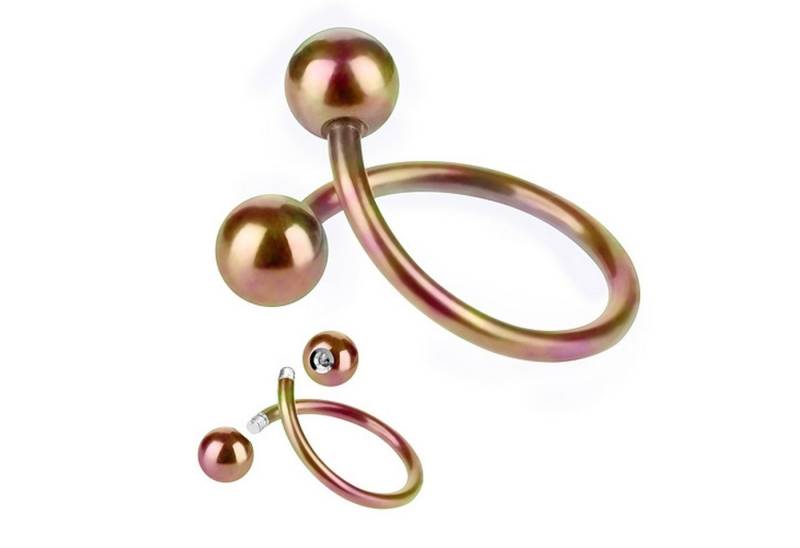 Taffstyle Piercing-Set Piercing Edelstahl Spirale mit Doppel Kugel, Twist Labret Tragus Helix Knorpel Stecker Lippenpiercing Ohrpiercing von Taffstyle