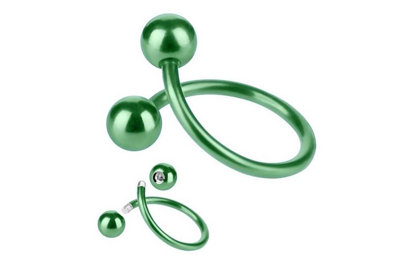 Taffstyle Piercing-Set Piercing Edelstahl Spirale mit Doppel Kugel, Twist Labret Tragus Helix Knorpel Stecker Lippenpiercing Ohrpiercing von Taffstyle