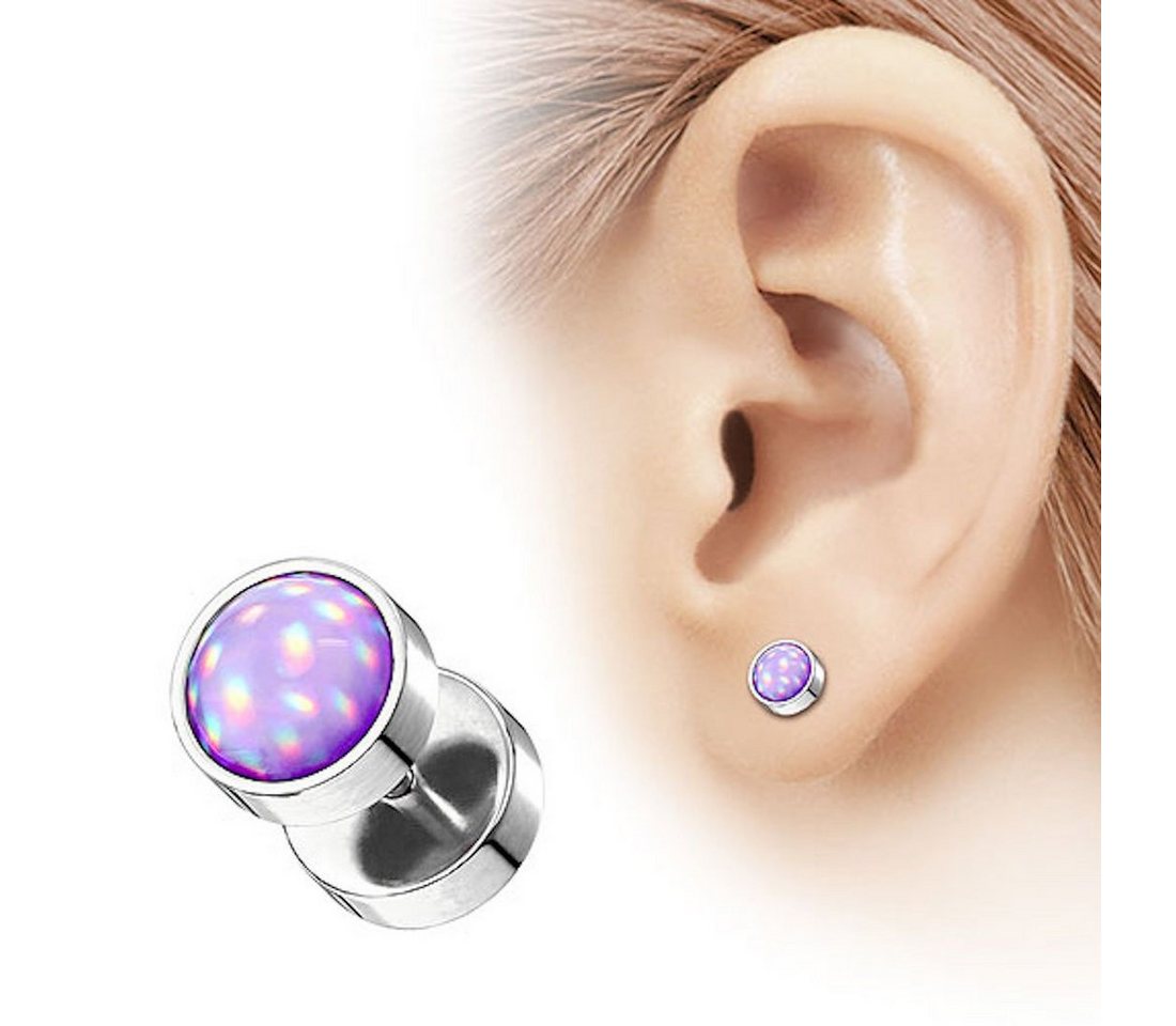 Taffstyle Piercing-Set Piercing Hantel Ohrstecker glänzenden Epoxy Stein, Runde Ohrringe Ohrstecker Fake Plug Flesh Tunnel Platte Stecker Hantel von Taffstyle