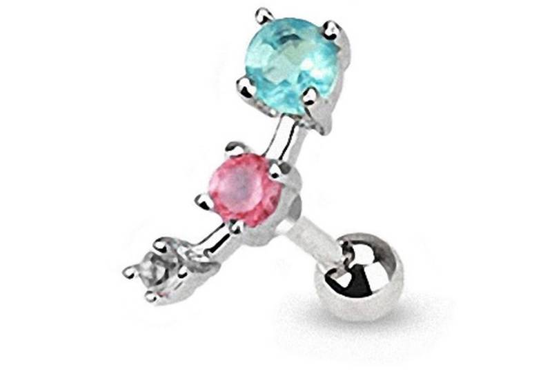 Taffstyle Piercing-Set Piercing Helix Tragus Chirurgenstahl Zirkonia 3, Chirurgenstahl Ohrpiercing Cartilage Stab Barbell Stecker Strass Stein von Taffstyle