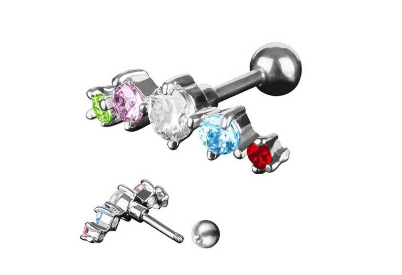 Taffstyle Piercing-Set Piercing Ohr Helix Tragus Zirkonia 5, Chirurgenstahl Ohrpiercing Cartilage Stab Barbell Stecker Strass Stein von Taffstyle
