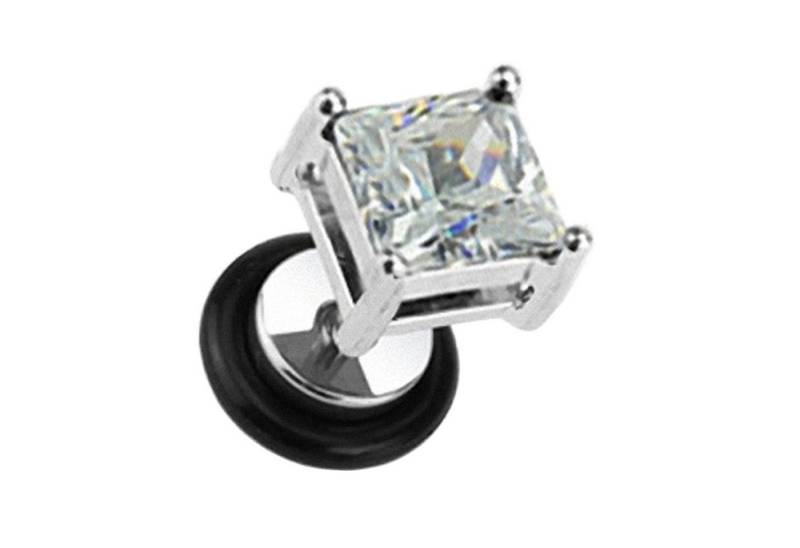 Taffstyle Piercing-Set Piercing Ohr Plug mit Kristall Viereck, Piercingfaktor Runde Ohrring Fake Flesh Tunnel Platte Stecker Strass von Taffstyle