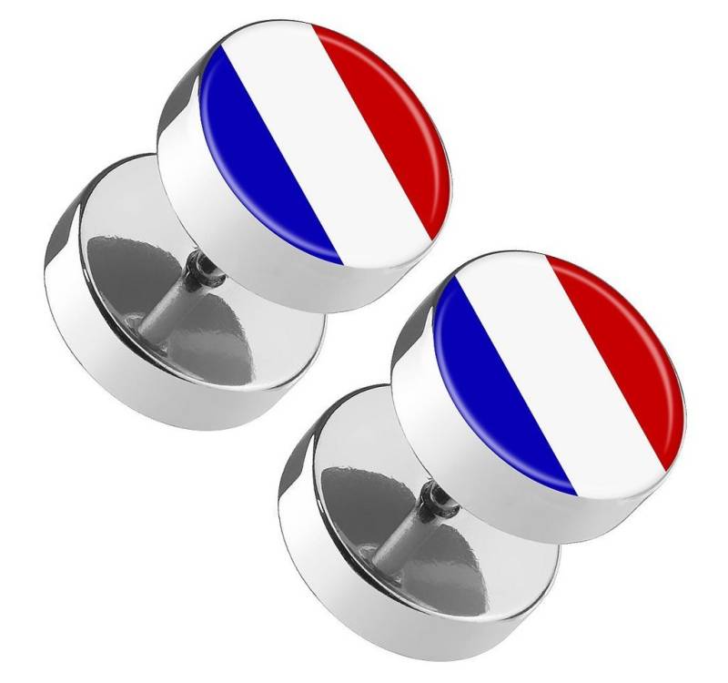 Taffstyle Paar Ohrstecker Ohrringe Fanartikel Fahne Schmuck Fussball Frauen Männer Frankreich, Ohrstecker WM EM Fake Flesh Plug Flagge Handball Eishockey Basketball von Taffstyle