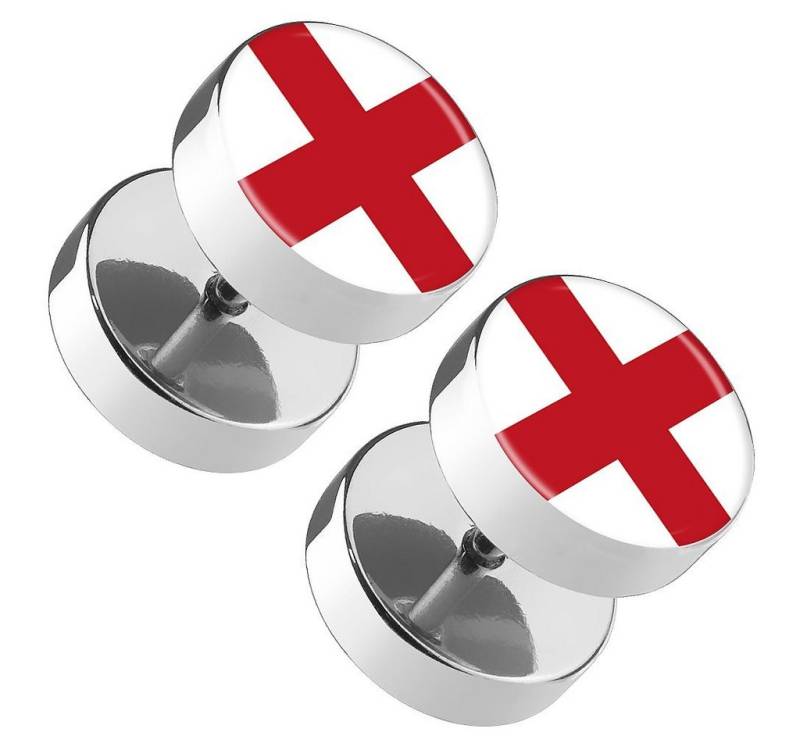 Taffstyle Paar Ohrstecker Ohrringe Fanartikel Fahne Schmuck Fussball Frauen Männer England, Ohrstecker WM EM Fake Flesh Plug Flagge Handball Eishockey Basketball von Taffstyle