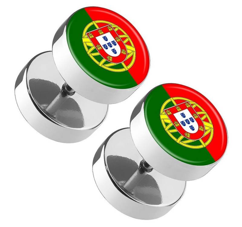 Taffstyle Paar Ohrstecker Ohrringe Fanartikel Fahne Schmuck Fussball Frauen Männer Portugal, Ohrstecker WM EM Fake Flesh Plug Flagge Handball Eishockey Basketball von Taffstyle
