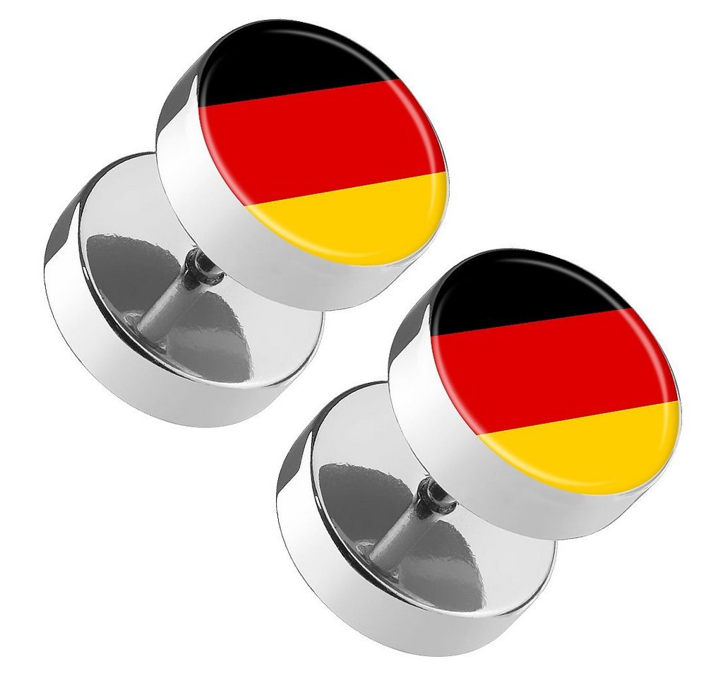 Taffstyle Piercing-Set Piercing Ohrstecker Fussball EM & WM Länderflagge, Runde Ohrringe Fakeb Plug Flesh Tunnel Platte Fanartikel Deutschland von Taffstyle