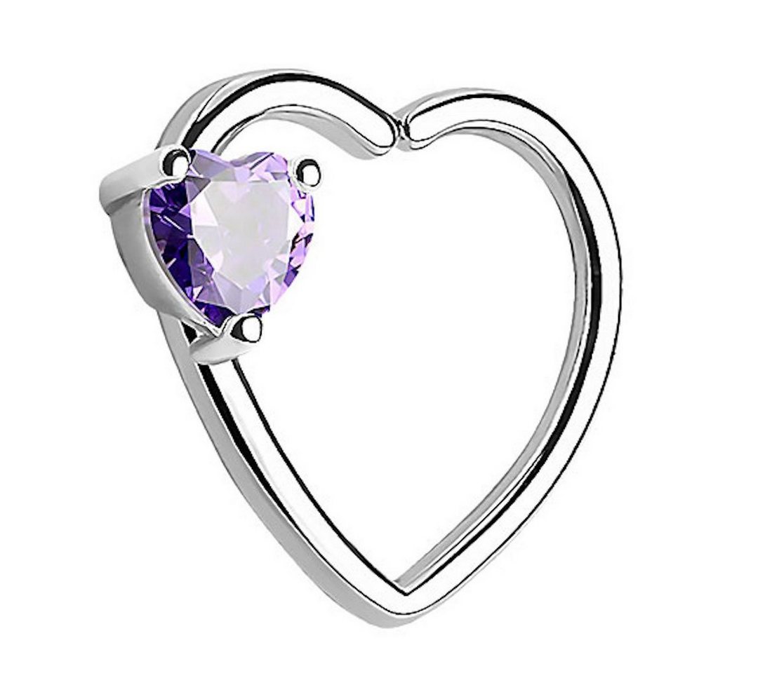 Taffstyle Piercing-Set Piercing Ring Herz Kristall Stein Tragus, Continuous Piercing Ring Herz Helix Ohr Cartilage Knorpel Ohrpiercing von Taffstyle