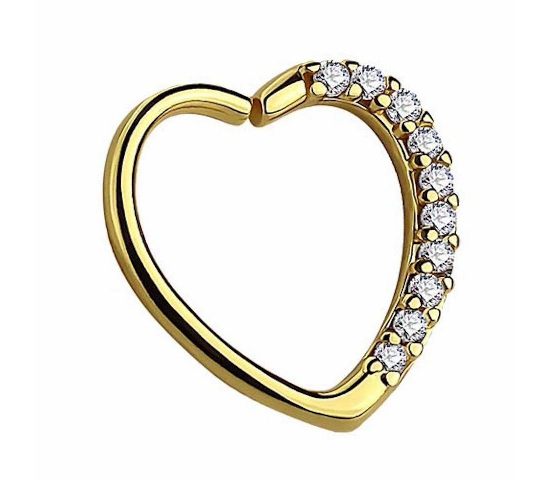Taffstyle Piercing-Set Piercing Ring Herz Kristall Strass Herzchen, Continuous Piercing Tragus Helix Ohr Cartilage Knorpel Ohrpiercing von Taffstyle